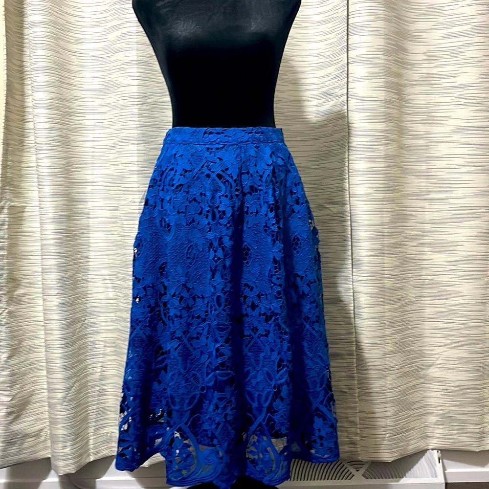 Royal Blue High waist lace skirt - Sz. Small